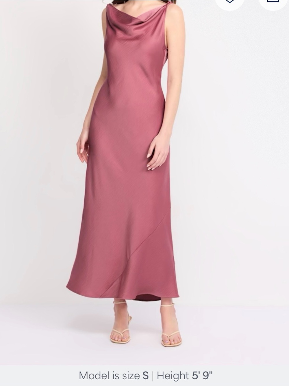 Cowl-Neck Maxi Slip Dress in Dusty Rose